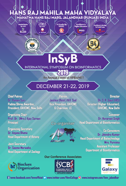 Call for Partipation: International Symposium on Bioinformatics 2019 (InSyB2019)