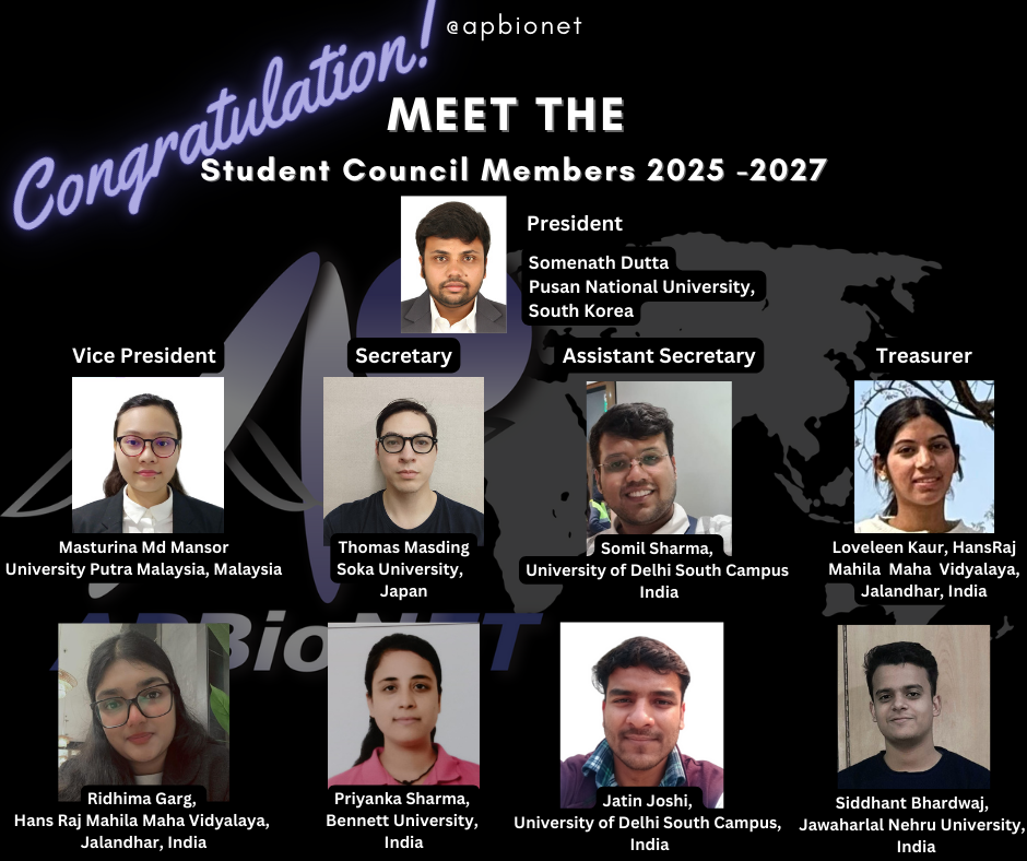 Congratulations on the formation of the new first APBioNET Student Council.